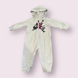 Nike Baby Grey 'Air' Jordan Logo Hooded One-Piece Light Heather Grey Size 9 Mon